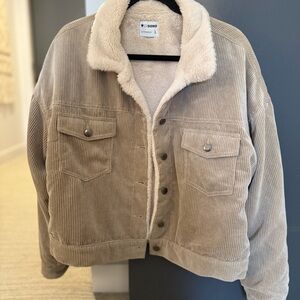 Cream Corduroy Jacket with Faux Fur Lining